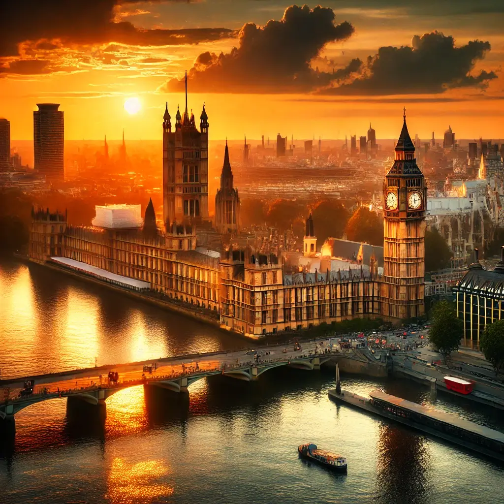 Big Ben and the Houses of Parliament at sunset.