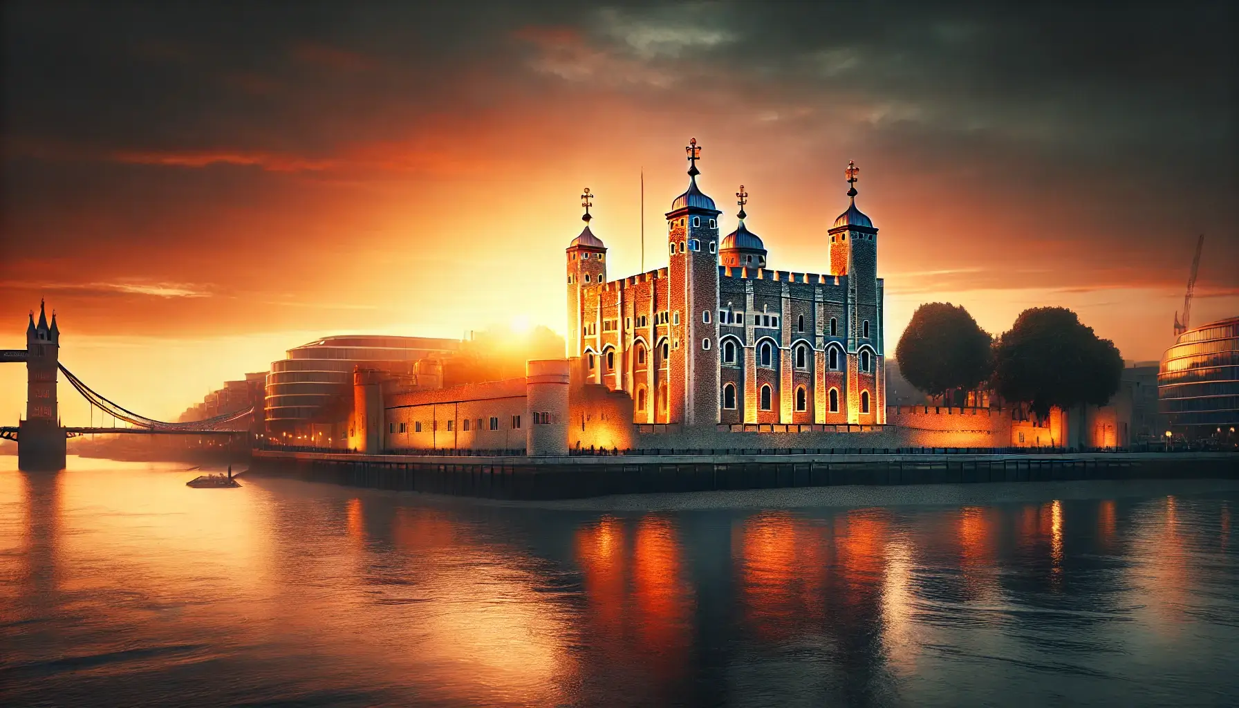 The Tower of London at sunrise.