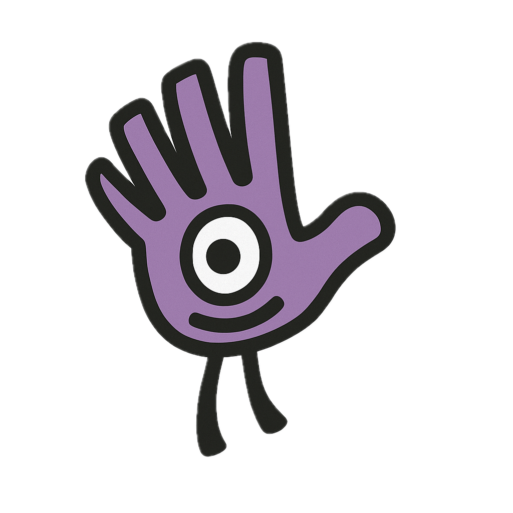 purple hand game symbol